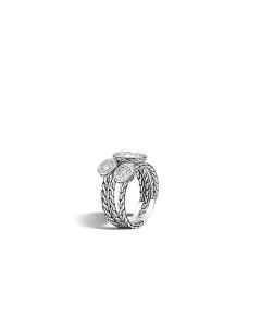 John Hardy Dot Hammered Silver with Diamonds Transformable Ring 