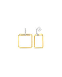 Roberto Coin 18K Yellow Gold Medium Square Drop Earrings With Diamonds 8882484AJERX