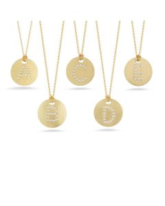 Roberto Coin 18K Yellow Gold Diamond Initial Disc Pendant Necklace