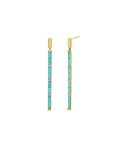 Sloane Street Yellow Gold Turquoise Diamond Earrings SS-E009F-TQ-WDCB-Y