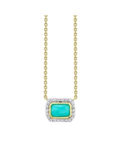 Sloane Street 18K Yellow Gold Diamond & Turquoise Tiny Necklace Small