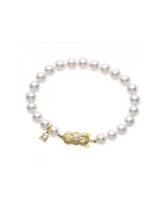 Mikimoto Akoya Pearl 5-5.5mm A Yellow Gold Strand Bracelet