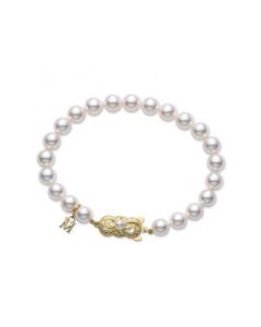 Mikimoto Akoya Pearl 5.5-6mm A Strand Yellow Gold Bracelet
