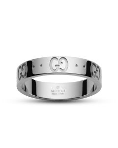 Gucci Icon Ring with GG Motif Design in 18kt White Gold
