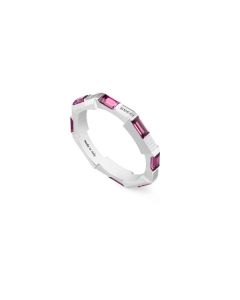 Gucci 18K White Gold Link to Love Rubellite 3MM Ring 