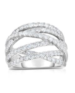 James Free 14K White Gold Multi Crossover Diamond Ring 
