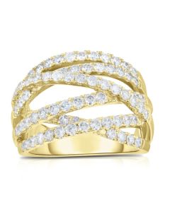 James Free 14K Yellow Gold Multi Crossover Diamond Ring 
