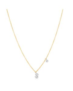 James Free 14K Yellow Gold "S" Initial Diamond Pendant Necklace 