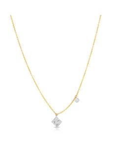 James Free 14K Yellow Gold "M" Initial Diamond Pendant Necklace 