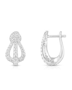 James Free 14K White Gold Three Row Diamond Huggies 