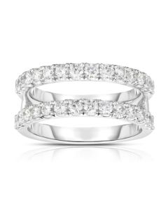 James Free 14K White Gold Two Row Diamond Ring 