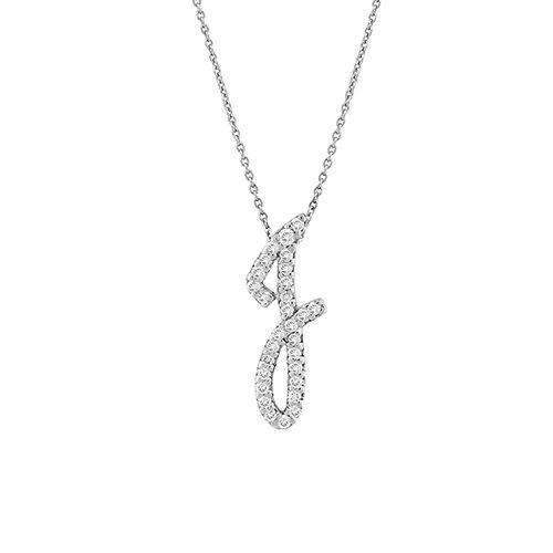 Roberto Coin Tiny Treasures Cursive Diamond J Initial Necklace in 18K White Gold
