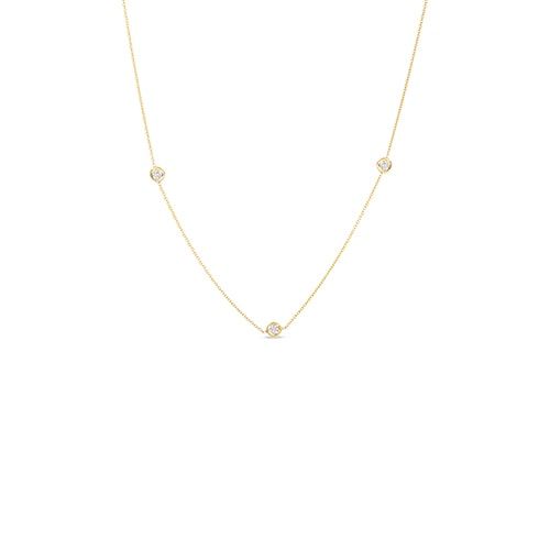 Roberto Coin Diamonds By The Inch Yellow Gold 3 Station Necklace