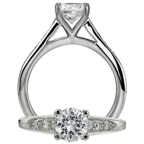Ritani Modern Design Diamond Graduated Shank Semi Mount