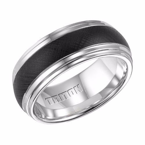 James Free 9MM Tungsten Comfort Fit Black Center White Edge 11-4153MC