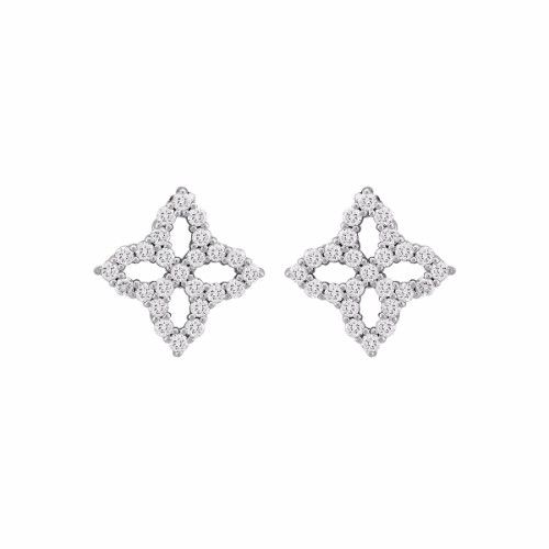 Roberto Coin Princess Flower Small Open Diamond Stud Earrings
