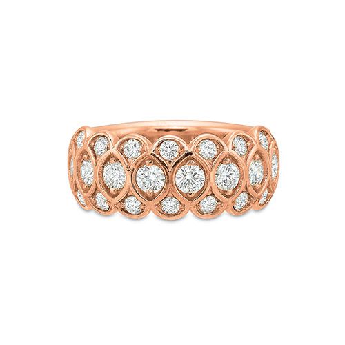 Precision Set Three Row Half 18K Rose Gold Diamond Anniversary Band