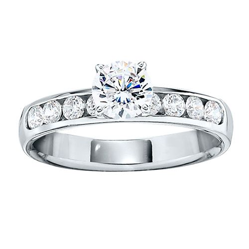 James Free 14K White Gold 8 Round Diamond Channel Set Semi Mount Band