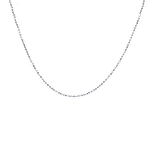 James Free 14K White Gold 1.0mm Diamond Cut Bead Chain Necklace 18" Long