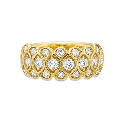 Precision Set Three Row Half 18K White Gold Diamond Anniversary Band