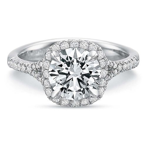 Precision Set Extraordinary Collection Diamond Cushion Halo Engagement Ring 