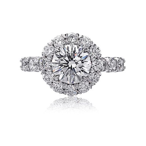 Christopher Design Crisscut Collection Round Diamond Halo Engagement Ring G52RD100