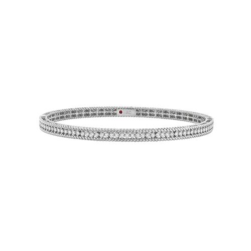 Roberto Coin Symphony Princess Diamond Braided Bangle in 18K White Gold