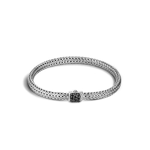 John Hardy Classic Chain Silver Icon Bracelet With Black Sapphires
