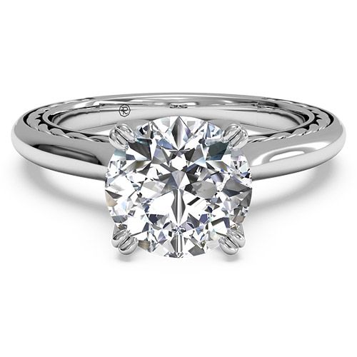 Propose Tonight 1.01 Carat Round 18K Rope Side Solitaire Diamond Engagement Ring