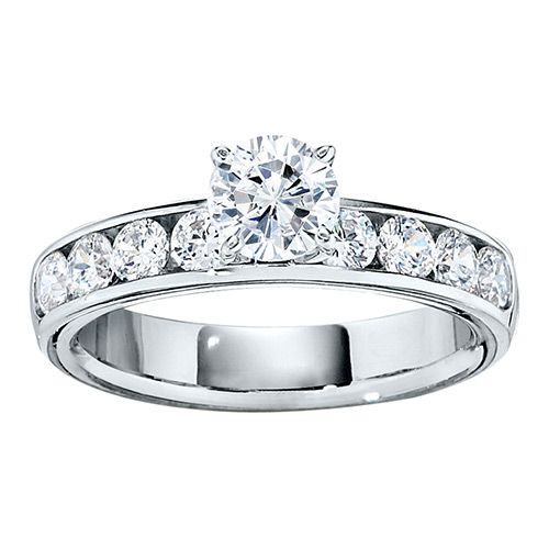 James Free Eight Channel Set Round Diamond Engagement Ring