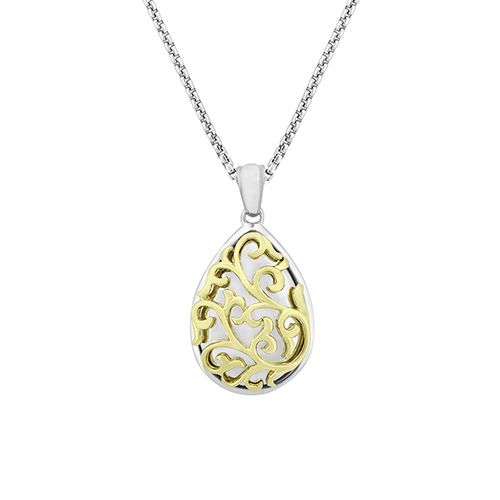Charles Krypell Two Tone Pear-Shaped Ivy Lace Pendant 4-6975-ILSG