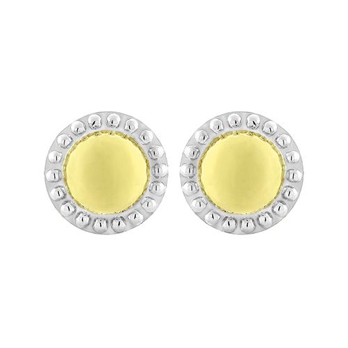 Charles Krypell Silver And 18K Yellow Gold Round Fire Fly Stud Earrings