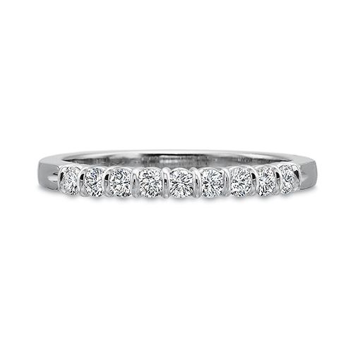 Precision Set 14K White Gold 9 Diamond Shared Prong Band