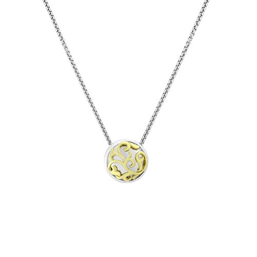Charles Krypell Two Tone Round Ivy Lace Pendant 4-6971-ILSG