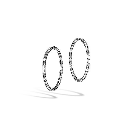 John Hardy Classic Chain Silver Medium Hoop Earrings