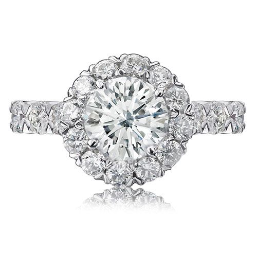Christopher Design Crisscut Collection Round Diamond Halo Engagement Ring G52RD050