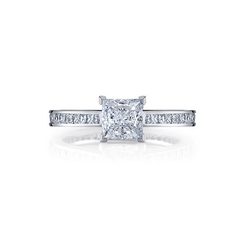  Channel Set 18K White Gold and Platinum Diamond Engagement Ring Setting