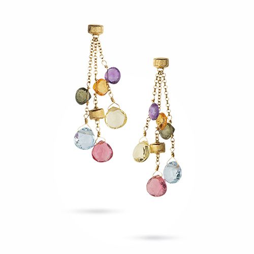 Marco Bicego 18K Yellow Gold Multi Gemstone Three Strand Short Earrings