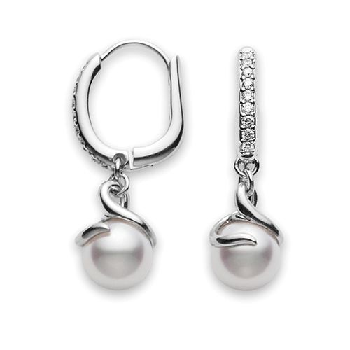 Mikimoto Diamond A+ Akoya Pearl Earrings MEA10016ADXW