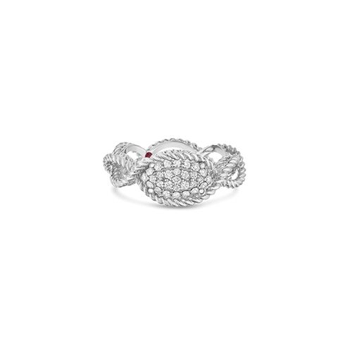 Roberto Coin New Barocco One Row Diamond Ring in 18K White Gold