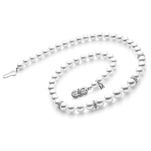 Mikimoto Akoya Pearl Necklace with Diamond Rondels UZ901181WGS14