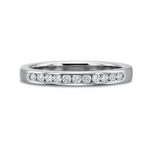 Precision Set Classic 14K White Gold 11Channel Set Diamond Band 