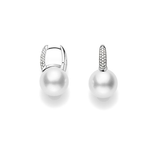 Mikimoto White South Sea Pearl Diamond Earrings PEA1052NDW