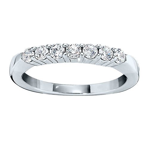 James Free 14K White Gold Seven Prong Set Diamond Wedding Band