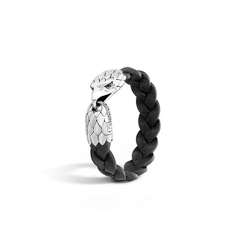 John Hardy Men’s Legends Eagle 17MM Silver & Leather Station Bracelet