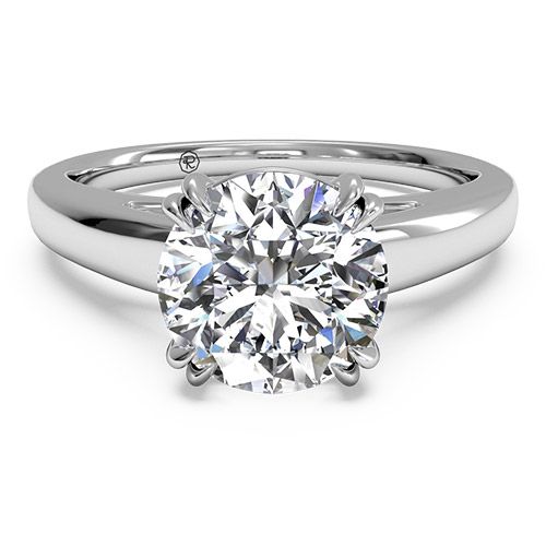 Propose Tonight 1.00 Carat Round Brilliant 18k White Gold and Platinum Solitaire Diamond Cathedral Tulip Engagement Ring