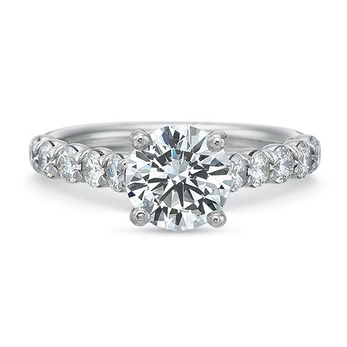 Precision Set Flush Fit Collection 18K White Gold Shared Prong Engagement Ring 