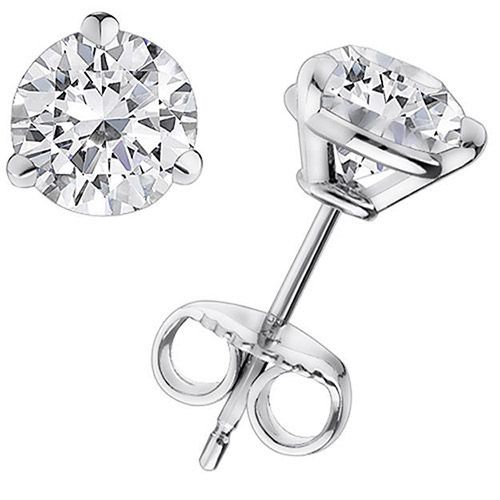 1/4 Carat Diamond Stud Earrings Set In 14K White Gold - Quality A