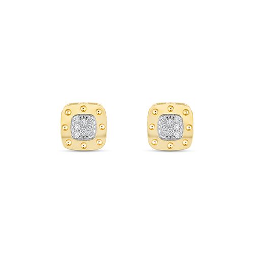 Roberto Coin Two Tone Gold Pois Moi Diamond Stud Earrings
