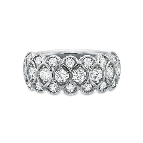 Precision Set Three Row Half 18K White Gold Diamond Anniversary Band